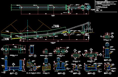 Esteira transportadora de minério no AutoCAD biblioteca CAD