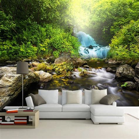 Beautiful Stream And Waterfall Landscape Wallpaper Mural Custom Sizes Maughons