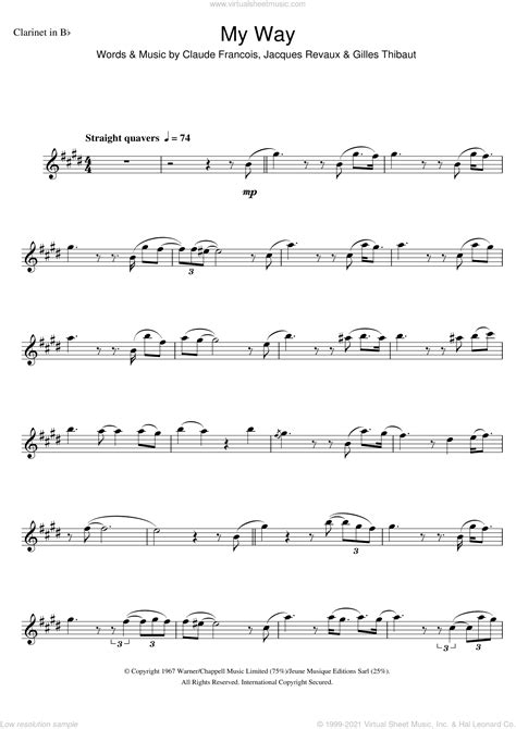 Sinatra My Way Sheet Music For Clarinet Solo Pdf V