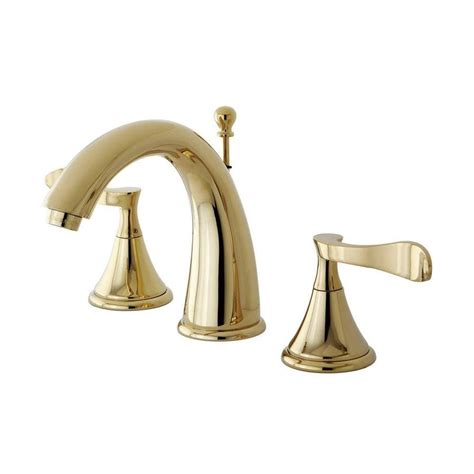 Elements Of Design Century Polished Brass 2 Handle Widespread Bathroom Sink Faucet With Drain At