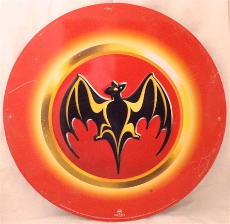 Bacardi Rum Bat Logo Embossed Sign Round Red Yellow Black Gold 18