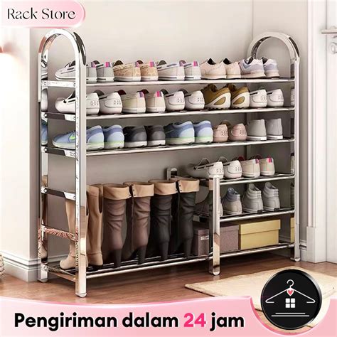 Jual Rak Sepatu Tingkat Stainless Steel Rak Sepatu Kokoh Tempat Sepatu