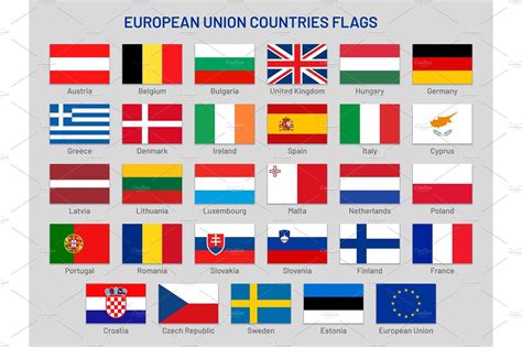 97 Cool European Union Countries Flags Vector - insectza