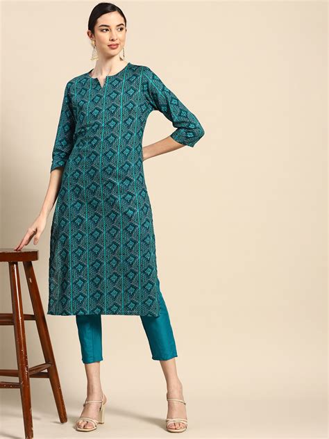 Buy Anouk Women Green And Black Ethnic Motifs Printed Pure Cotton Kurta