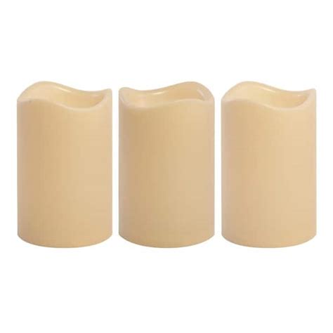 LUMABASE 4 5 In Pillar LED Candle Set Of 3 92703 The Home Depot