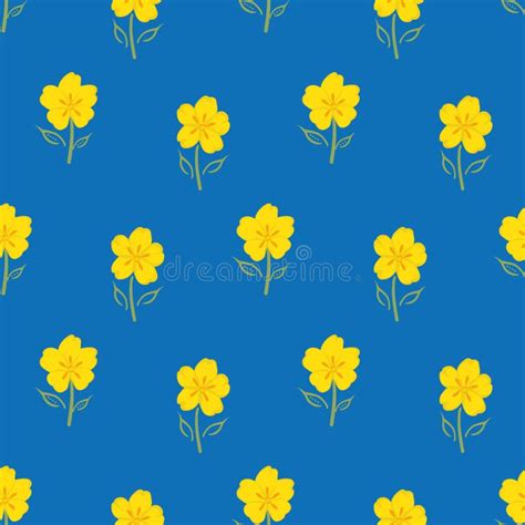 Buttercup Vector Seamless Pattern Background Hand Drawn Yellow Green