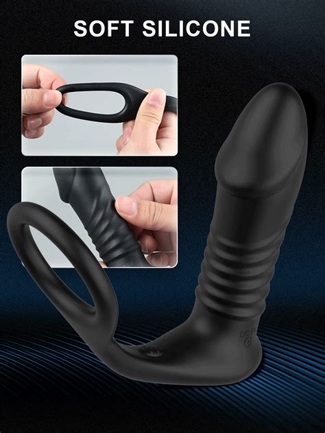 Vibrador Anal De Empuje Con Anillo Para Pene Consolador Vibrador