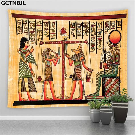 Yellow Ancient Egypt Tapestry Wall Hanging Old Culture Printed Hippie