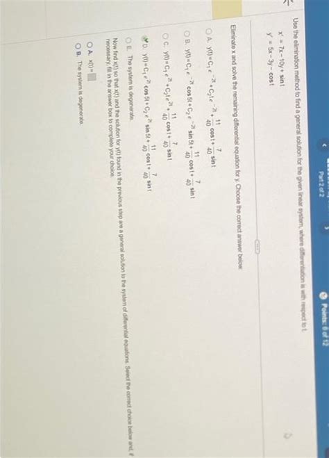 Solved Use The Elimination Method To Find A General Solution Chegg