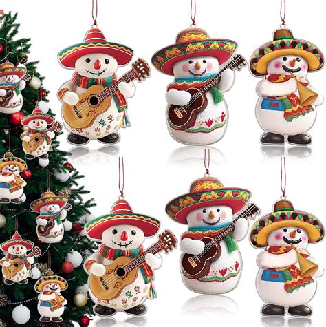 Amazon Barydat 6 Pcs Christmas Mexican Snowman Ornament Metal