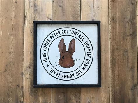 FRAMED Rustic Peter Cottontail Sign Rustic Easter Bunny Sign Etsy In