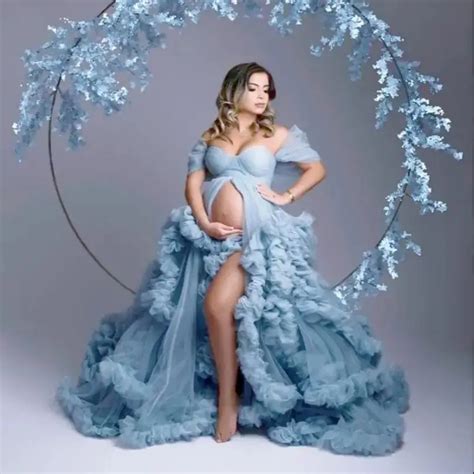 Sky Blue Maternity Dresses For Photo Shoot Women Plus Size Prom Dress