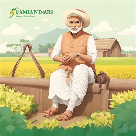 Premium AI Image National Farmer S Day Drawing Illustration Kisan