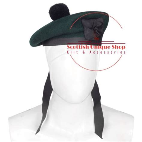 Tam O Shanter Hat Military Bonnet Beret Solid Green Balmoral Army Cap