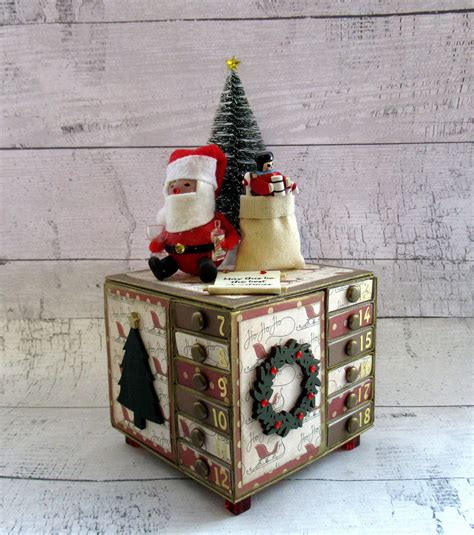 Advent Calendar Matchbox Chest With Santa Present Sack And Christmas