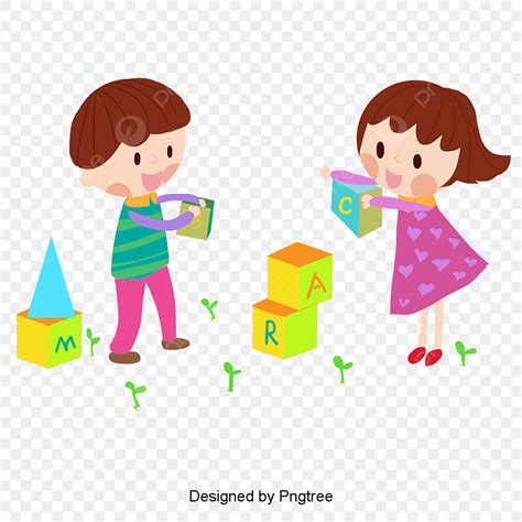 Childrens Blocks Clipart Vector, Cartoon Hand Painted Children Building ...