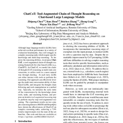 ChatCoT Tool Augmented Chain Of Thought Reasoning On Chat Based Large