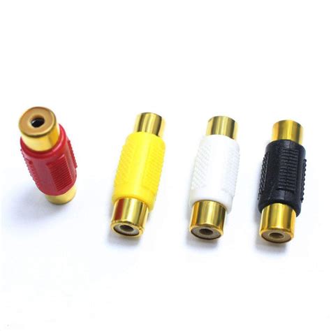 4pcs Gold Plated Rca Female To Rca Female Connector Av Plug Jack Adapter Gold Ebay