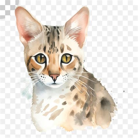 Une Aquarelle D Un Chat Aux Yeux Jaunes T L Chargement Hd Png Psd