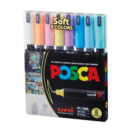 POSCA marker sæt Soft Colors PC 1MR 8 ass På lager Billig