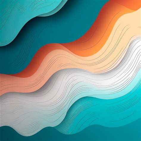 Premium Photo | A paper background with a wave design in orange and blue.