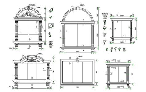 Multiple Classic 2d Window Elevation Blocks Cad Drawing Details Dwg