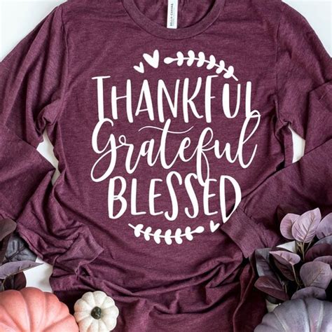 Thankfulgratefulblessed With Turkey Shirt Thanksgiving Etsy