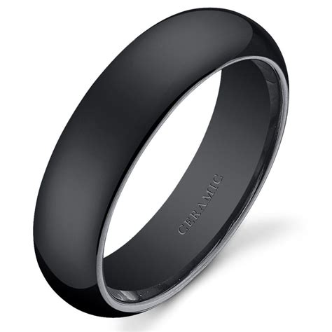 Black Ceramic Unisex Band 6mm Size 12 5 Ceramic Wedding Bands Black Ceramic Ring Wedding