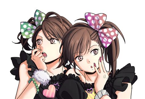 2girls Bow Brown Eyes Brown Hair Fukimin Futami Ami Futami Mami