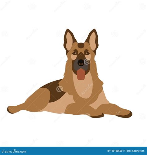 German Shepherd Vector Illustration Flat Style Stock Vector