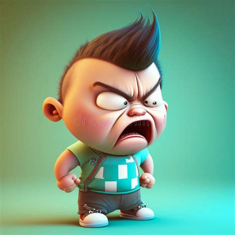 Cartoon Character With An Angry Look On His Face Generative Ai Stock Illustration