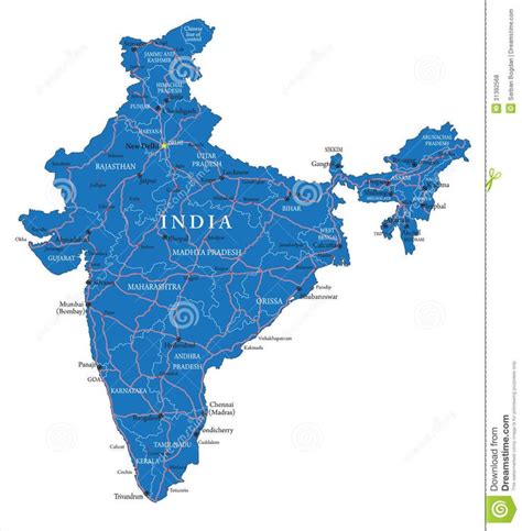 The Detailed Map Of India With All States And Major Cities