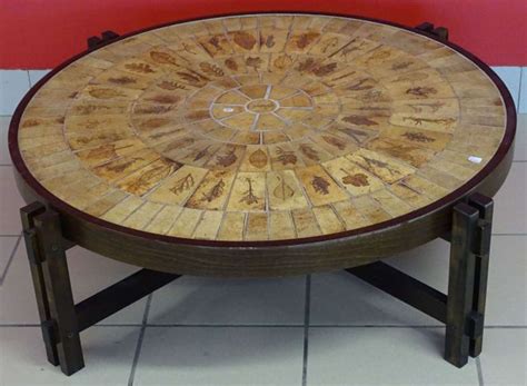 Capron Roger 1922 2006 Table Basse Ronde Le Plateau En Carreaux De