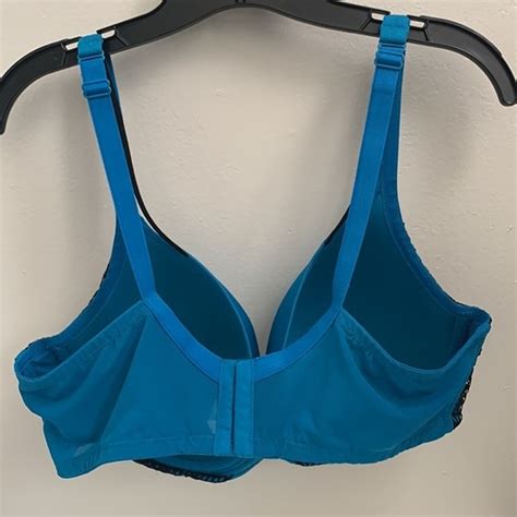 Cacique Aqua Blue Black Lace Underwire Women S Bra Gem