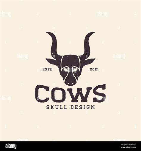 Black Face Long Horn Cow Vintage Logo Design Vector Graphic Symbol Icon