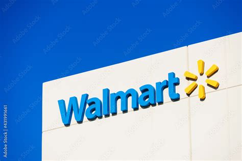 Walmart sign, logo on facade of Walmart Labs office building in Silicon ...