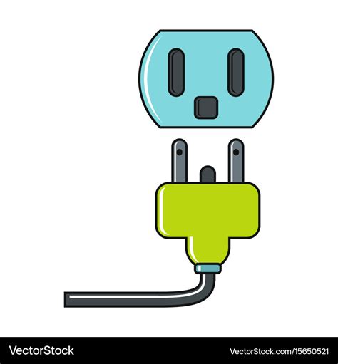 Cartoon Plug And Socket Icon On White Background Vector Image