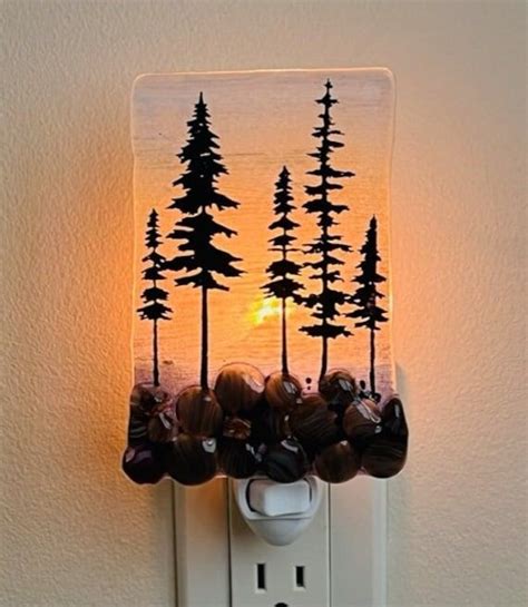 Northwoods Fused Glass Night Light Bringing The Outdoors In Bedroom Bathroom Hallway Light