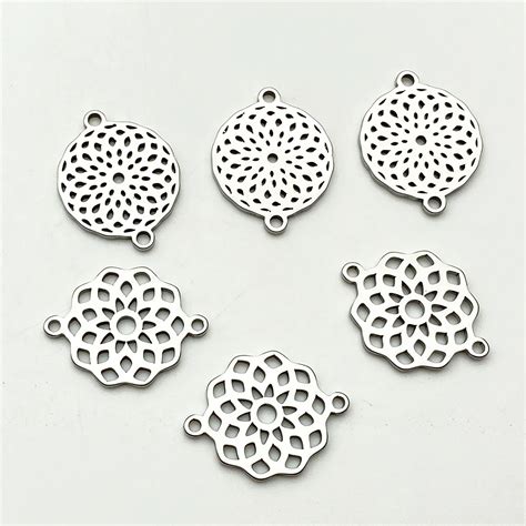 Edelstahl Seite Muster Mix Arten Filligree Blume Charms Hohl Blume