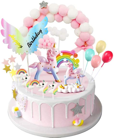 Buy IZoeL Unicorn Cake Topper Birthday Decoration 1 Pink Hairball