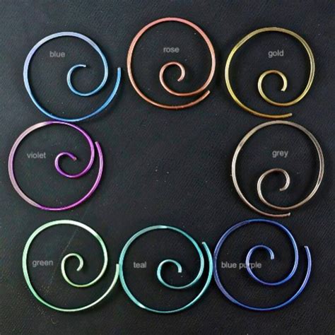 Niobium Hoop Earrings Spiral Niobium Earrings Sensitive Etsy