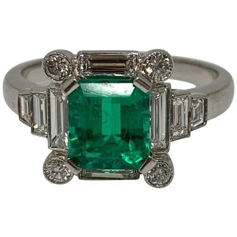 Rare Art Deco Faux Diamond Emerald Sterling Paste Ring At 1stdibs Faux Emerald Cocktail Ring