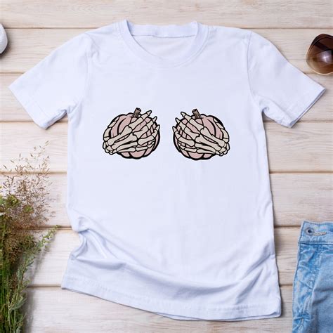 Halloween Skeleton Hand Shirt Skeleton Boob Shirt Funny Skeleton