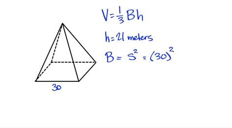 Solved A Pyramid At A Museum Has A Height Of 21 Meters And Square Base With Side Lengths Of 30