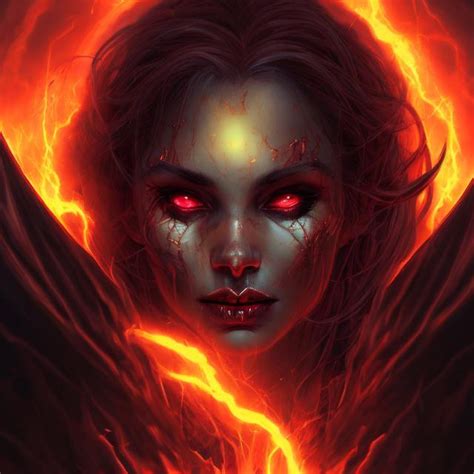 Woman Face Succubus Demon Soft Lightning In Hell