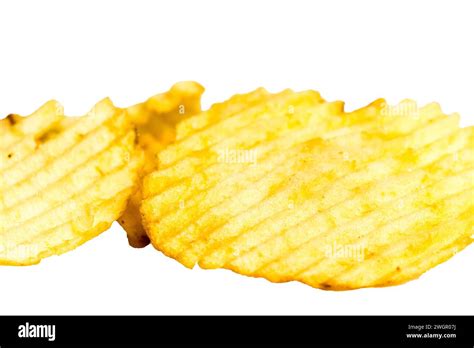 Ridged Potato Chips Or Crisps Isolated On A White Background Stock