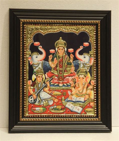 Home Living Wall D Cor Thanjavur Painting Of Ganesha Lakshmi And