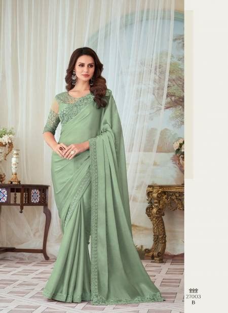 Green Colour Tfh Glorious Silk Party Wear Saree Catalog B The