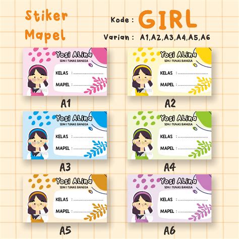 Jual Mrronies Stiker Label Mata Pelajaran Custom Nama Sekolah Mapel