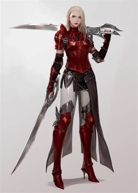 Standing Blue Eyes Blonde Fantasy Girl Girls With Swords Fantasy Art Artwork Armored
